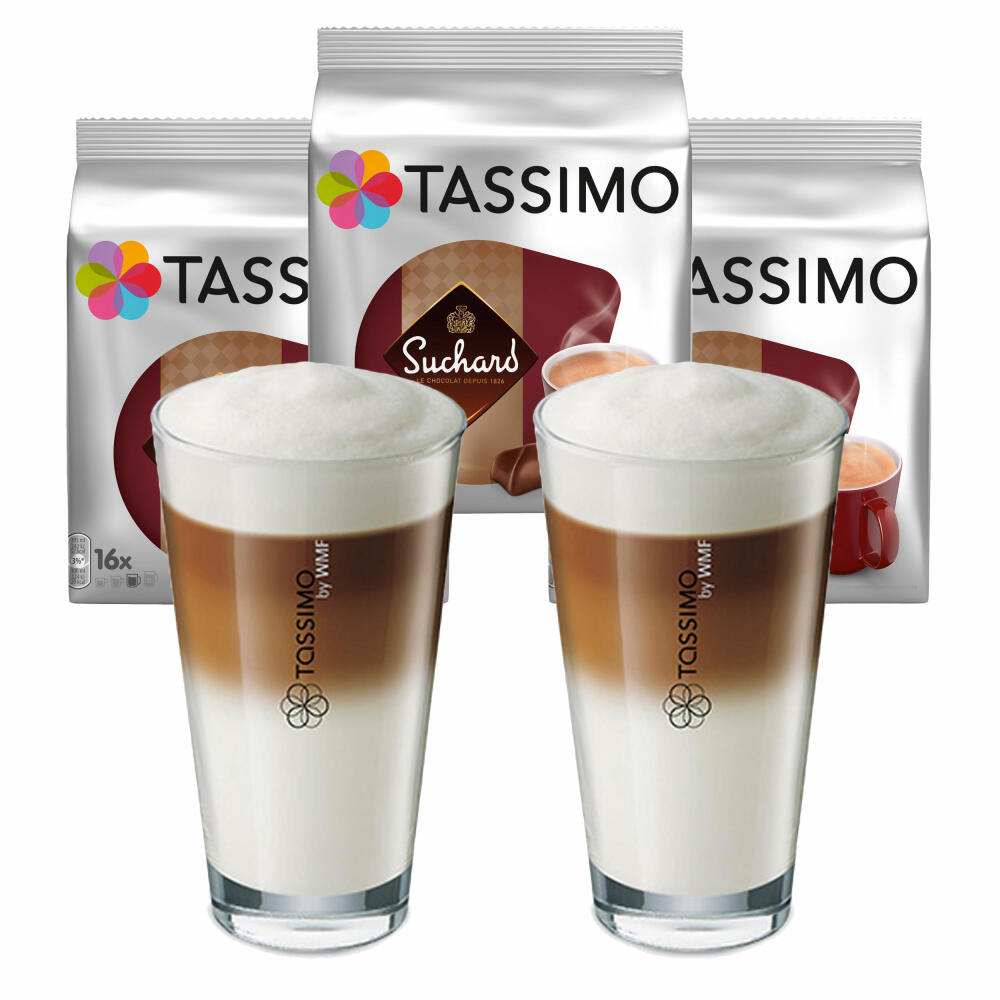 Tassimo Suchard Cocoa Specialty Gift Set with Glass, 5-piece, Chocolate, Capsule, T-Discs
