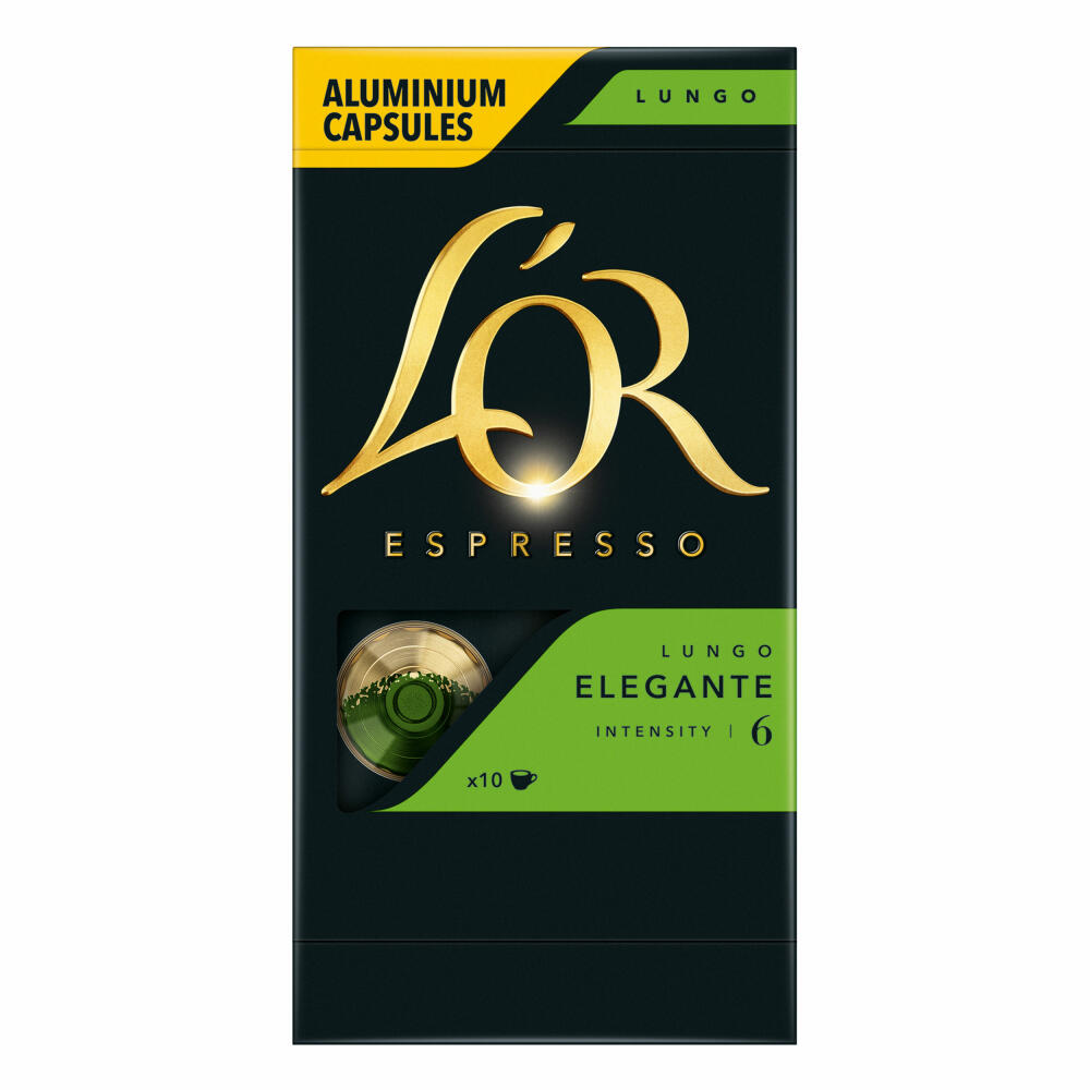 Douwe Egberts LOR Espresso Lungo Elegante, Kaffeekapseln, Nespresso Kompatibel, gemahlener Röstkaffee, 20 Kaffee Kapseln