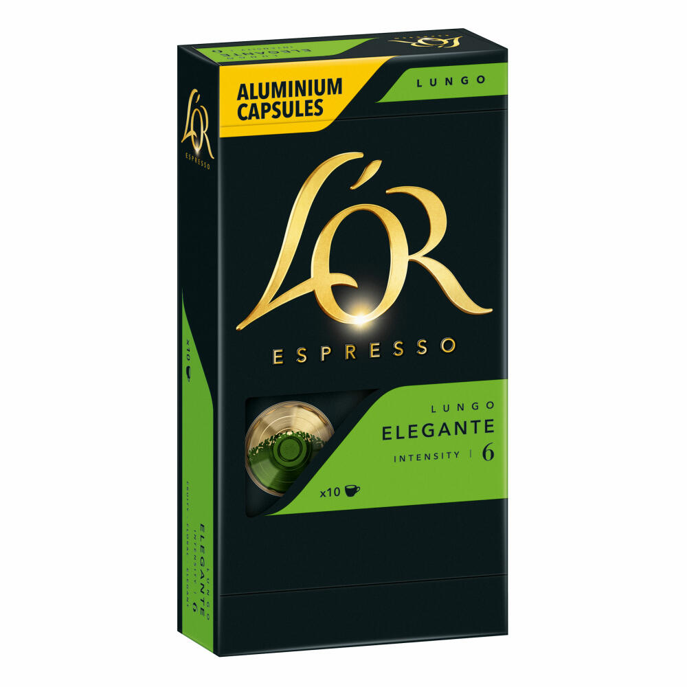 Douwe Egberts LOR Espresso Lungo Elegante, Kaffeekapseln, Nespresso Kompatibel, gemahlener Röstkaffee, 20 Kaffee Kapseln