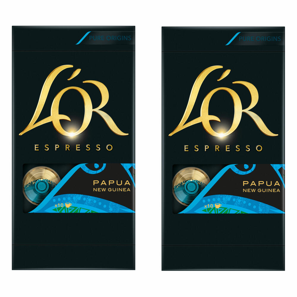 Douwe Egberts LOR Espresso Papua, Kaffeekapseln, Nespresso Kompatibel, gemahlener Röstkaffee, 20 Kaffee Kapseln
