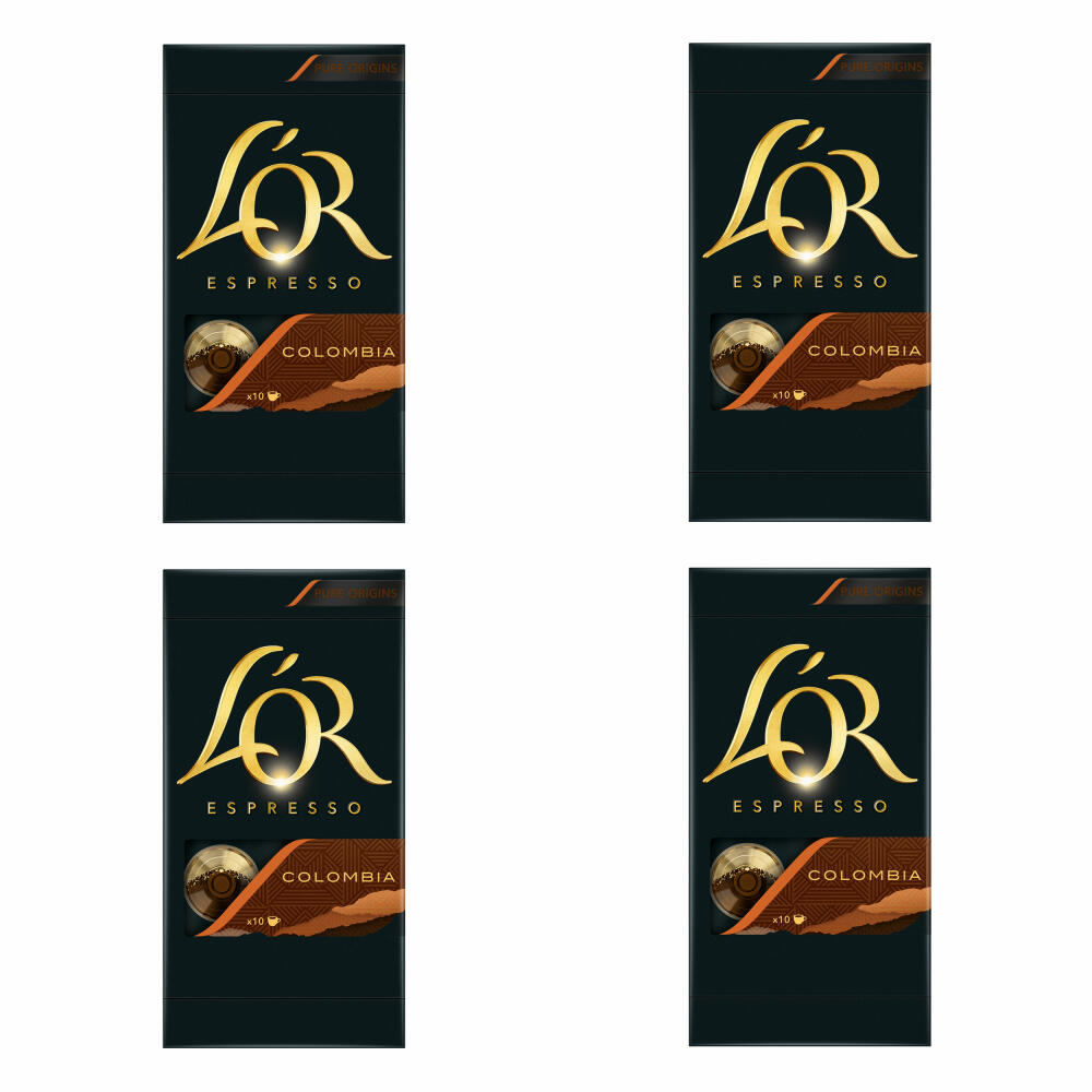 Douwe Egberts LOR Espresso Colombia, Kaffeekapseln, Nespresso Kompatibel, gemahlener Röstkaffee, 40 Kaffee Kapseln