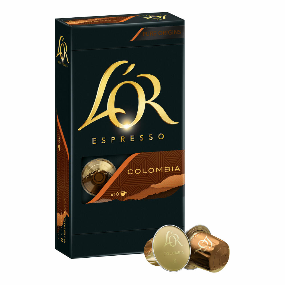 Douwe Egberts LOR Espresso Colombia, Kaffeekapseln, Nespresso Kompatibel, gemahlener Röstkaffee, 40 Kaffee Kapseln