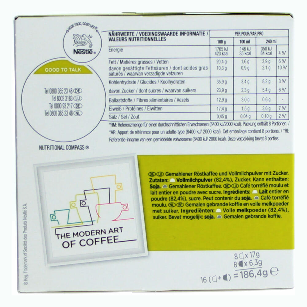 Nescafé Dolce Gusto Cappuccino, Kaffee, Kaffeekapsel, 16 Kapseln, (8 Portionen)