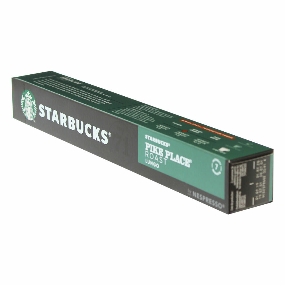 Starbucks Pike Place Roast Coffee, Lungo, Medium Roast, Roasted Coffee, Nespresso Compatible, Coffee Capsules, 10 Capsules