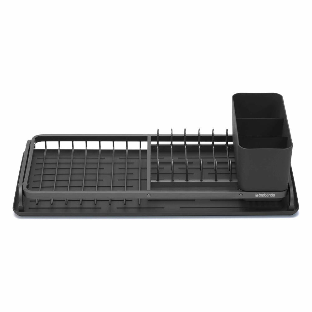 Brabantia Compact Draining Rack, Draining Stand, Draining Basket, Dish Rack, Plastic, Dark Grey, 117268
