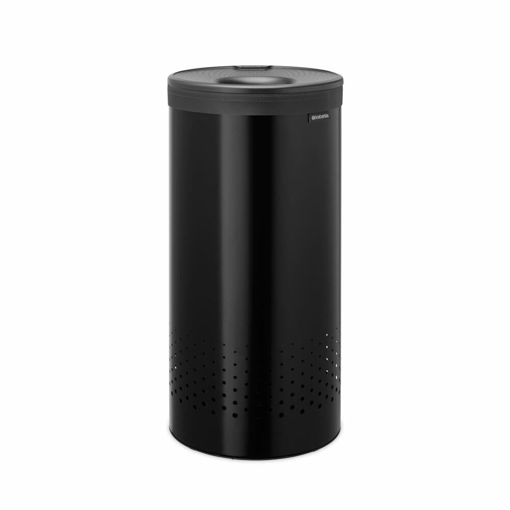Brabantia Wäschebox, Wäschekorb, Wäschesammler, Stahl / Kunststoff, Matt Black, 35 L, 242342