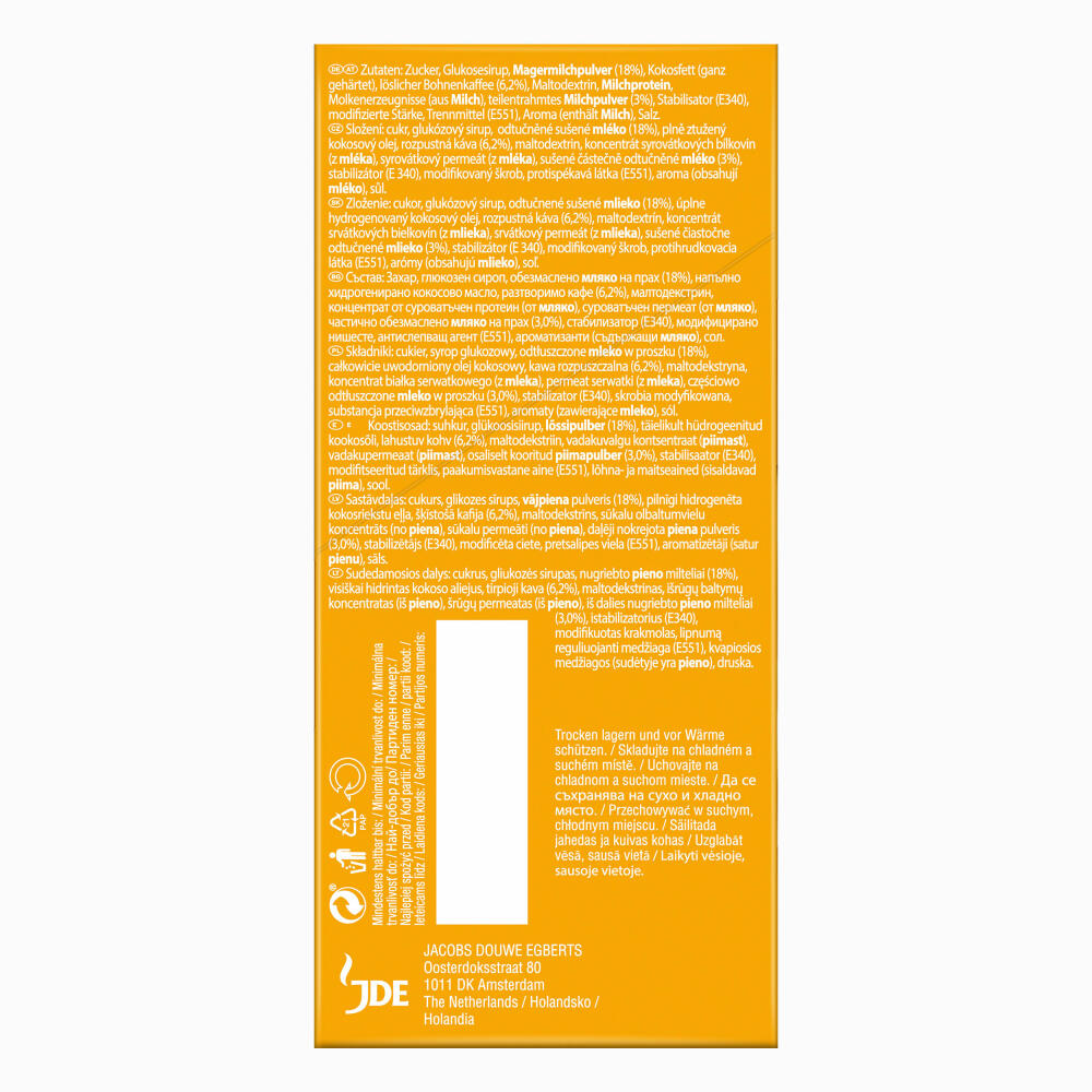 Jacobs Soluble Coffee Type Cappuccino Type Vanilla, Pack of 10, Instant Coffee, Instant, 10 x 8 cup portions