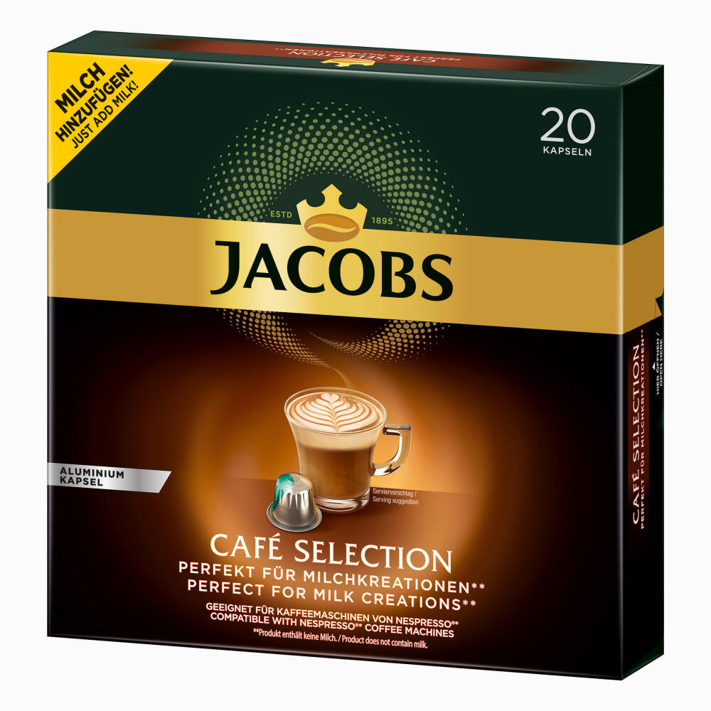 Jacobs Café Selection, 10er Pack, Kaffeekapseln, Nespresso Kompatibel, Kaffee, 10 x 20 Kapseln á 5.2 g