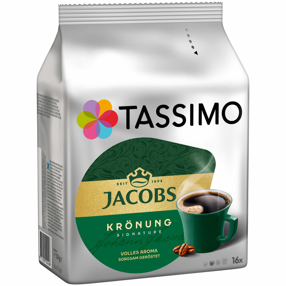 Tassimo Jacobs Krönung, Coffee, Arabica, Coffee Capsule Ground Roasted Coffee 16 T-Discs