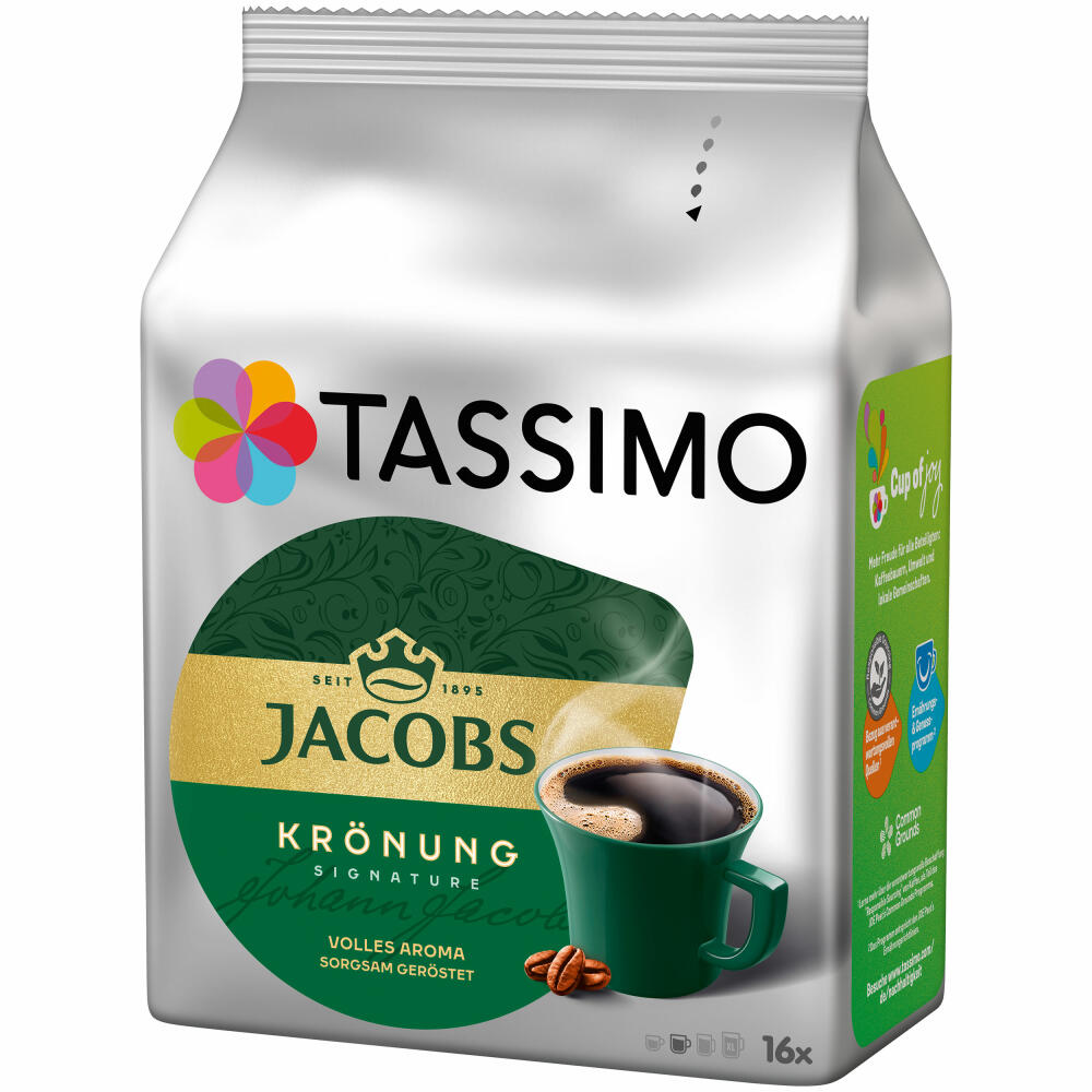 Tassimo Jacobs Krönung, Coffee, Arabica, Coffee Capsule Ground Roasted Coffee 16 T-Discs