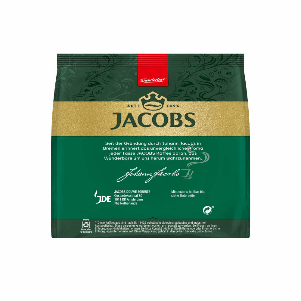 Jacobs Kaffeepads Crema Pads, Klassisch, Samtiger & Weicher Geschmack, Kaffee, 18 Pads
