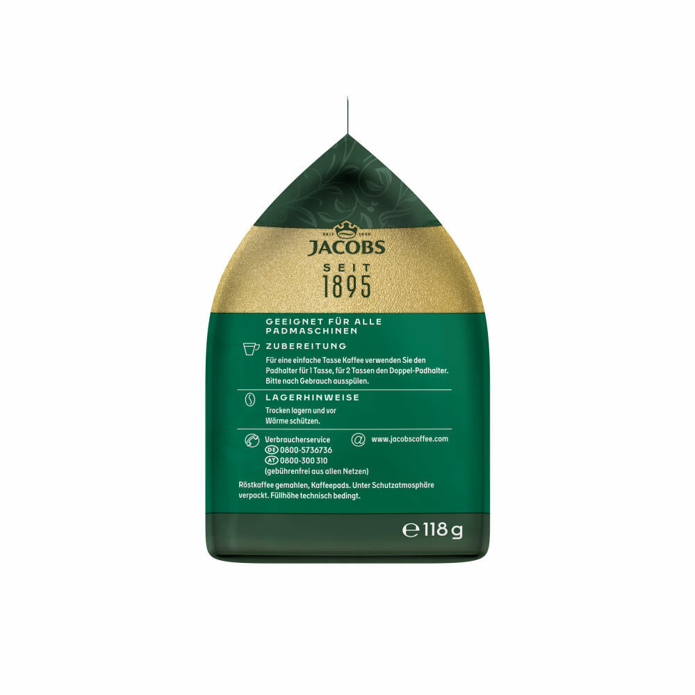 Jacobs Kaffeepads Crema Pads, Klassisch, Samtiger & Weicher Geschmack, Kaffee, 18 Pads