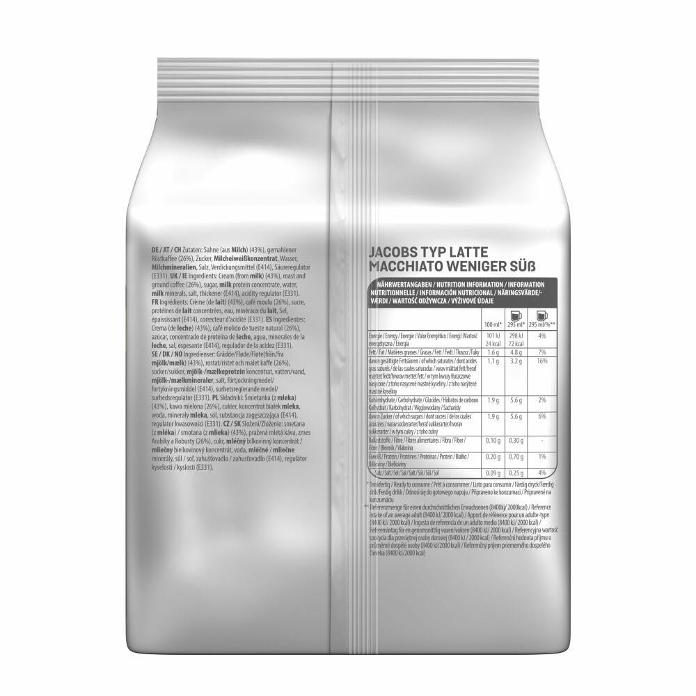Tassimo Jacobs Type Latte Macchiato Less Sweet, Coffee Capsule, Milk Coffee, 220 g, 8 Servings