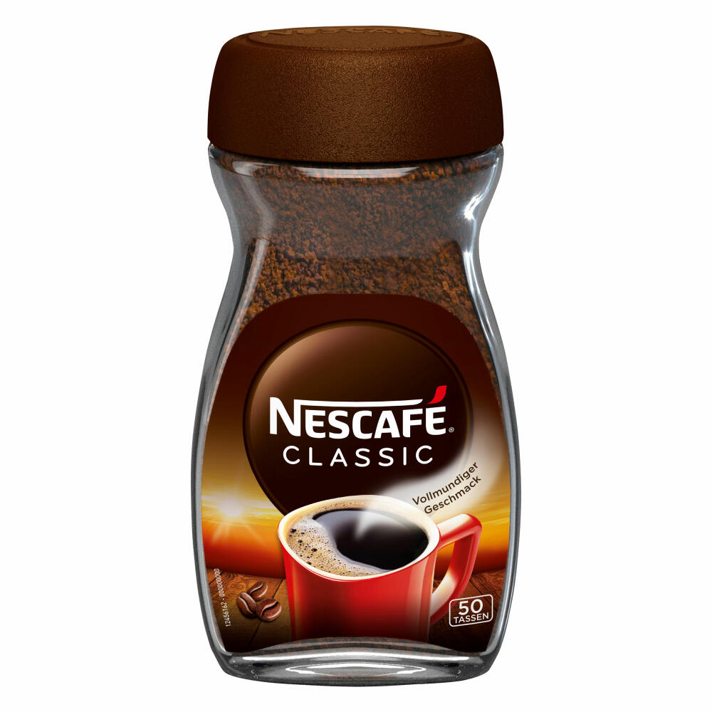 Nescafé Classic 100% instant coffee beans, 100g glass (for approx. 40 cups)