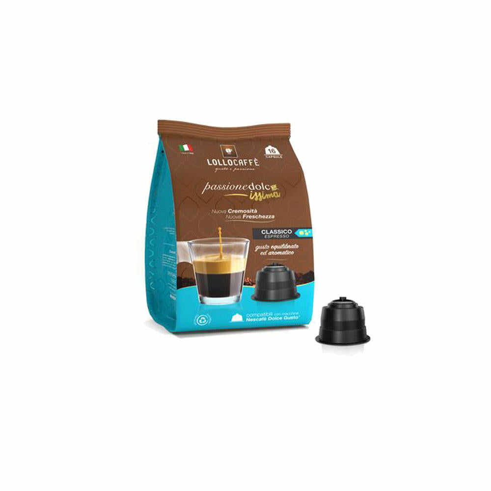 Lollocaffè Kaffeekapseln Classico, kompatibel mit Nescafé Dolce Gusto, 16 Kapseln