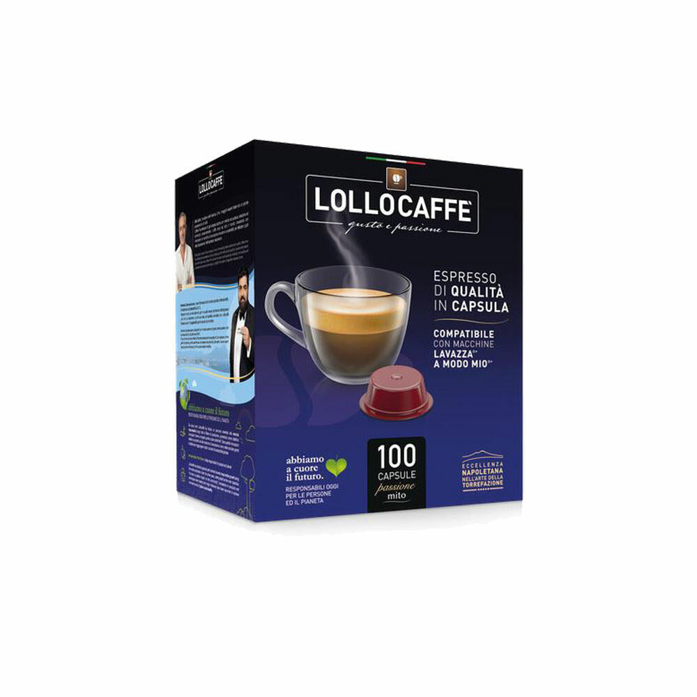 Lollocaffè Kaffeekapseln Espresso Dekaf, kompatibel mit Lavazza A Modo Mio, 100 Kapseln à 7.5 g