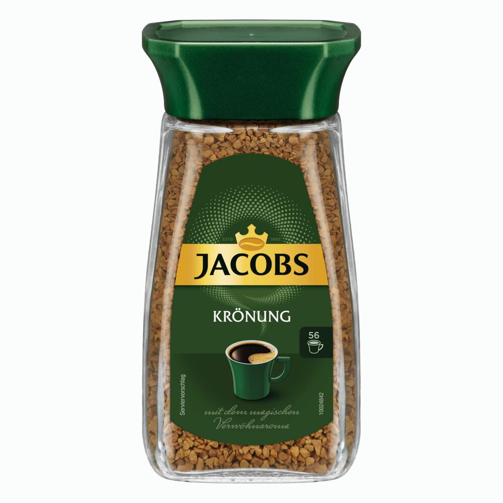Jacobs Krönung, Löslicher Kaffee, Instantkaffee, Instant Kaffee, Löskaffee, Glas, 6 x 100 g