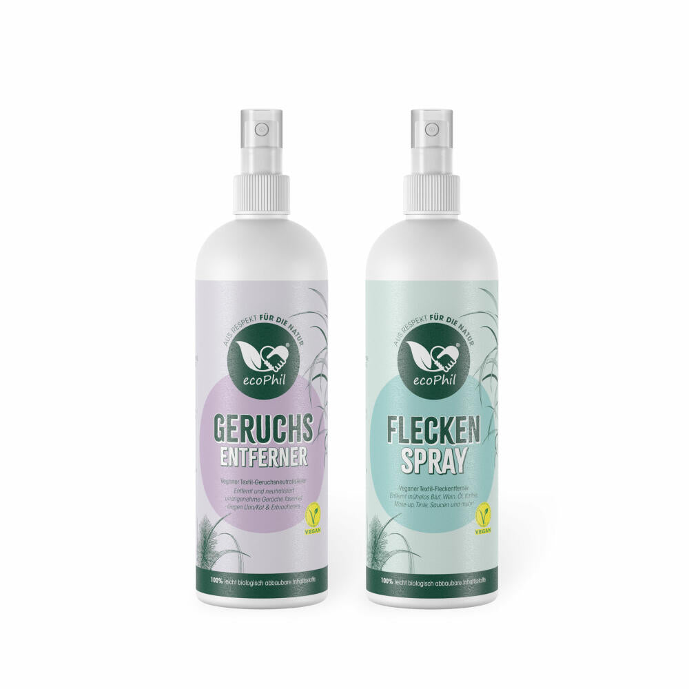 ecoPhil Pfotenwunder Bundle 2-tlg., Fleckenspray und Geruchsentferner mit Sofortwirkung, 2 x 500 ml