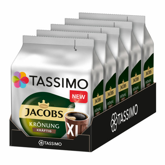 Tassimo Jacobs Krönung XL Kräftig 5er Set, Kaffee, Kaffeekapsel, gemahlener Röstkaffee, 5 x 16 T-Discs