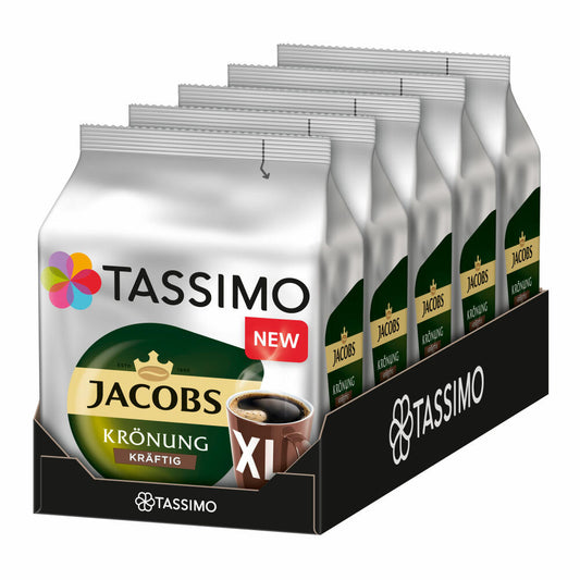Tassimo Jacobs Krönung XL Strong Set of 5, Coffee, Coffee Capsule, Ground Roasted Coffee, 5 x 16 T-Discs