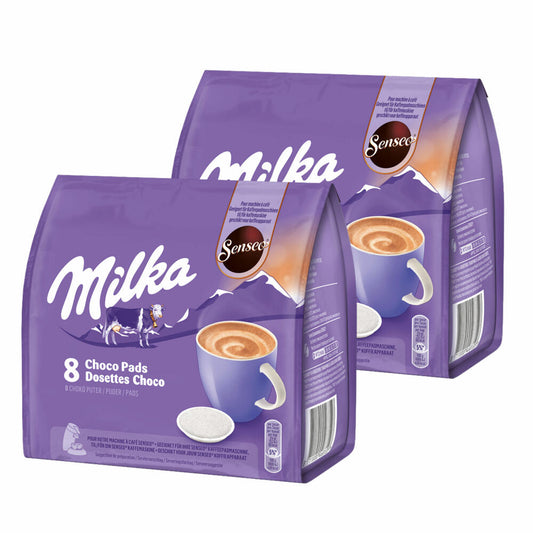 Senseo Milka Choco Pads 2er Set, Schokoladengetränk, Kakaogetränk, Kaffeepads, 2 x 8 Pads / Portionen