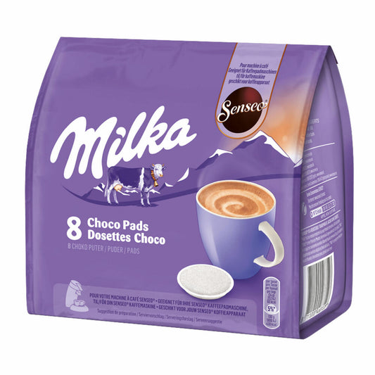 Senseo Milka Choco Pads, Schokoladengetränk, Kakaogetränk, Kaffeepads, 8 Pads für 8 Portionen, 112 g