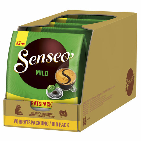 Senseo Kaffeepads Mild Vorratspackung 5er Set, Sanft, gemahlener Röstkaffee, 5x32 Pads