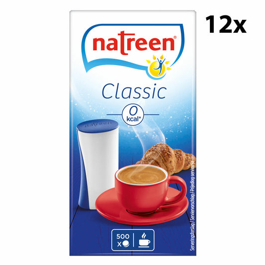Natreen Classic Tischspender 12er Set, Süßstoff, Zuckerersatz, kalorienfreies Süßungsmittel, zuckerfrei Alternative, 12 x 500 Stück, 4060492