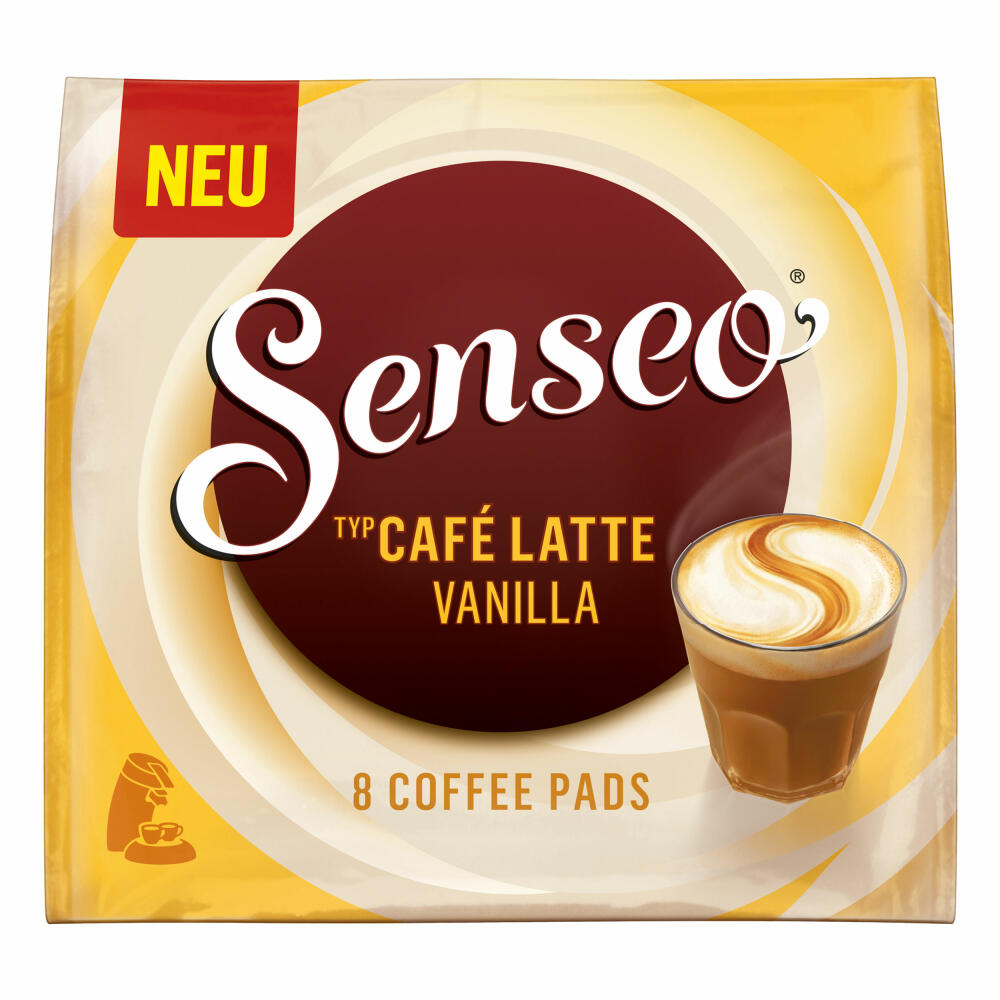 Senseo Kaffeepads Café Latte Vanilla, Vanille Milchkaffee, Milch Kaffee Pad, 8 Pads