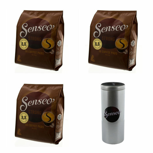 Senseo Kaffeepads Kräftig / Strong, Intensiver und Vollmundiger Geschmack, Kaffee, 108 Pads, mit Paddose
