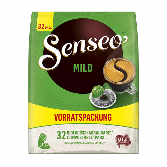 Senseo Kaffeepads Mild Vorratspackung, Sanft, gemahlener Röstkaffee, 32 Pads