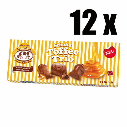 Original Muh-Muhs Schoko Toffee Trio 12er Set, Milchschokolade mit Toffeefüllung 12 x 11 Stück/132g