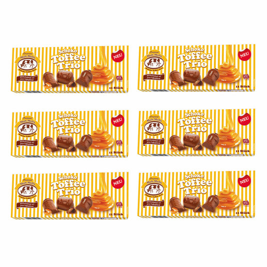 Original Muh-Muhs Schoko Toffee Trio 6er Set, Milchschokolade mit Toffeefüllung 6 x 11 Stück/132g