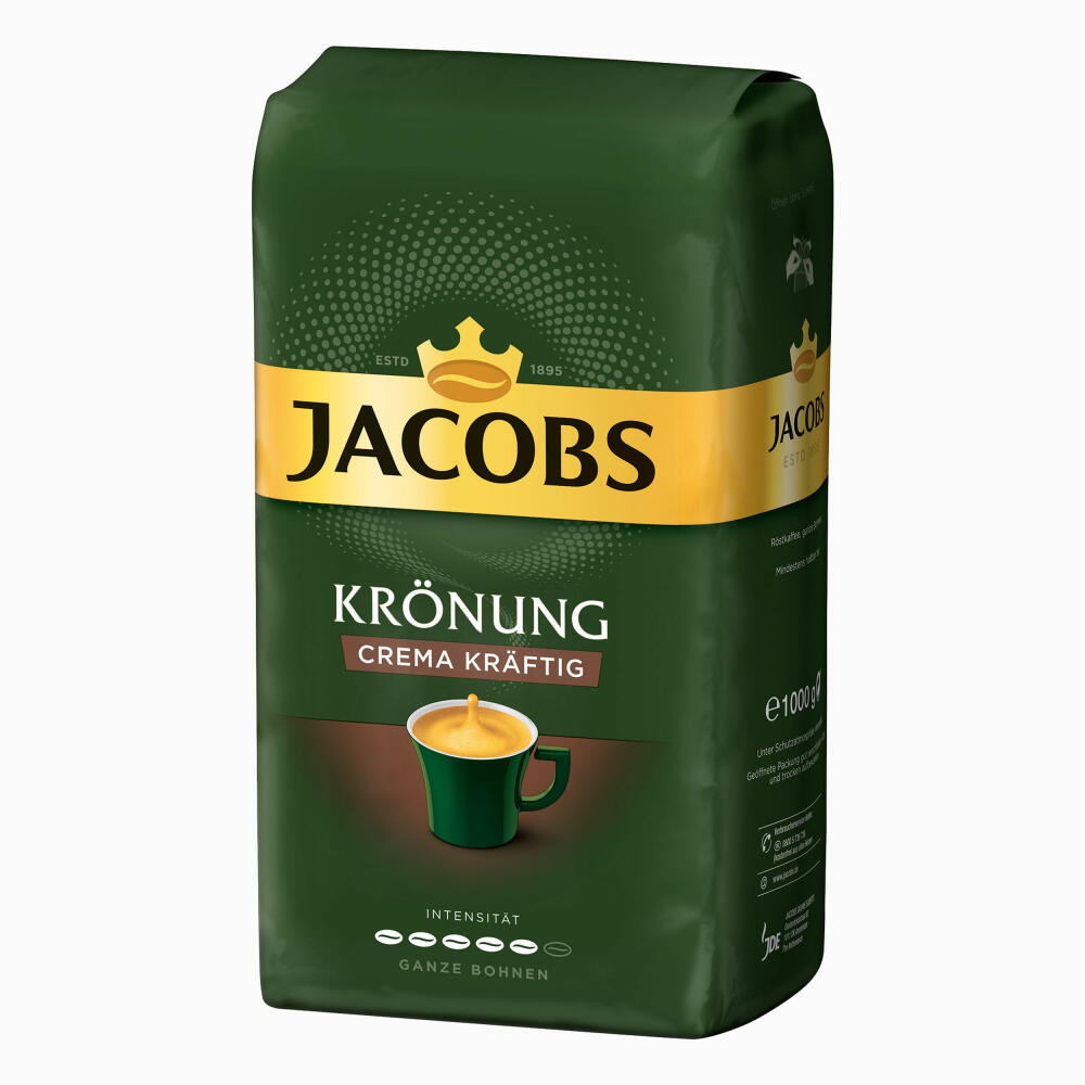 Jacobs Krönung Crema Kräftig, Röstkaffee, Kaffee, ganze Bohnen, Kaffeebohnen, 1000 g