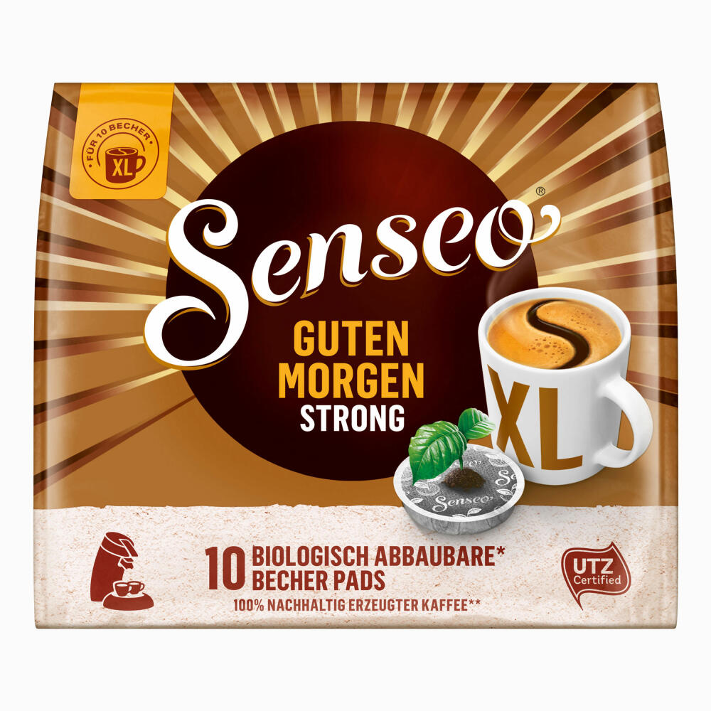 Senseo Kaffeepads Guten Morgen Strong XL, Stark & Intensiv, 10 Kaffee Pads, 125 g