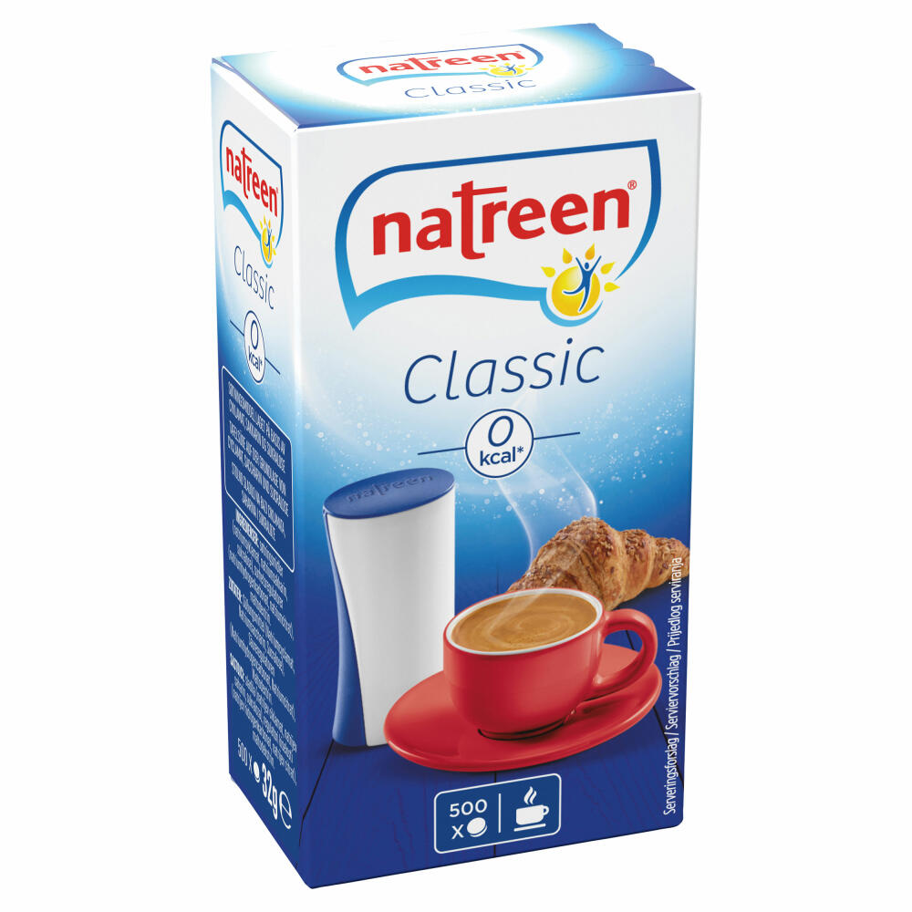 Natreen Classic Tischspender, Süßstoff, Zuckerersatz, kalorienfreies Süßungsmittel, zuckerfrei Alternative, 500 Stück, 4060492