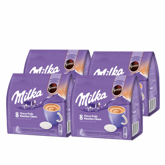 Senseo Milka Choco Pads 4er Set, Schokoladengetränk, Kakaogetränk, Kaffeepads, 4 x 8 Pads / Portionen