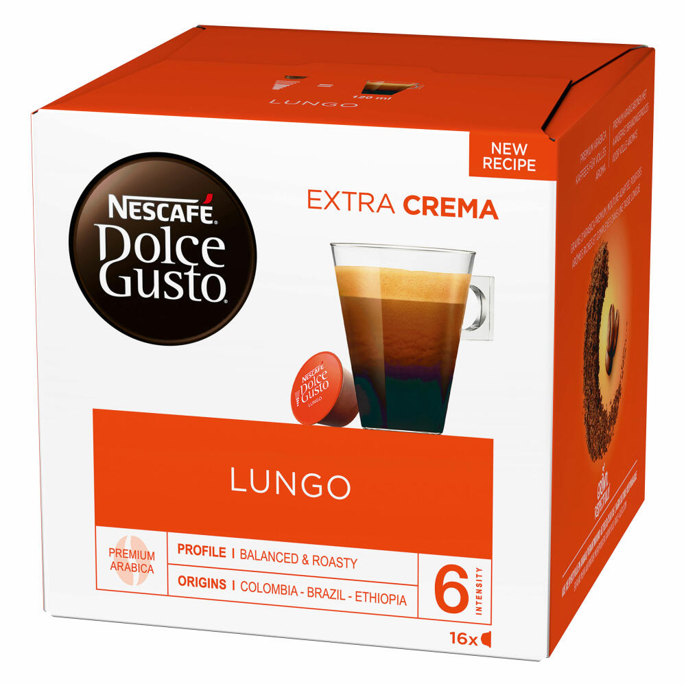 Nescafé Dolce Gusto Lungo, Kapseln, Kaffeekapsel, Café, Coffee, Kaffee, 16 Kapseln: