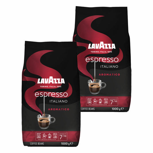 Lavazza Kaffee Espresso Italiano Aromatico, ganze Bohnen, Bohnenkaffee, Set, 2 x 1000 g
