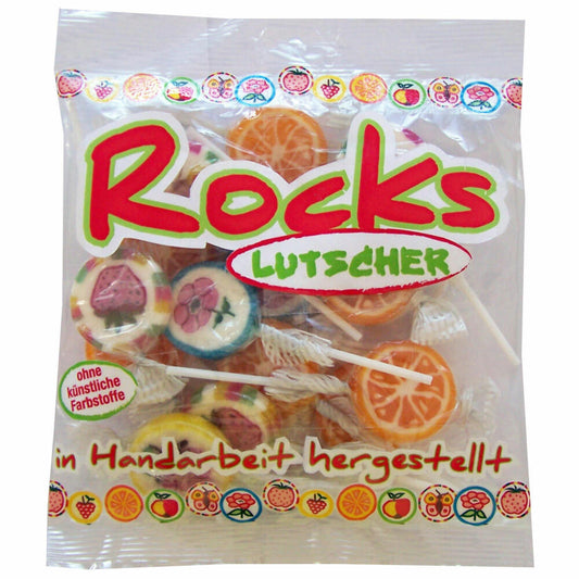 Rocks Lutscher, Hartkaramellen Frucht Mischung, 15 stck., gesamt 150g