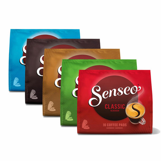 Senseo Kaffeepads Klassisch Set, neues Design, 5 verschiedene Sorten, 5 x 16 Pads