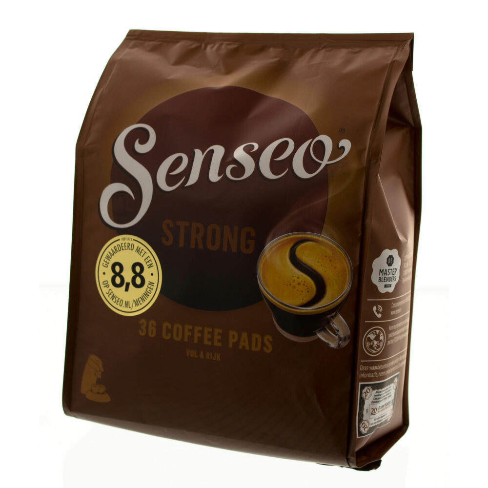 Senseo Kaffeepads Kräftig / Strong, Intensiver und Vollmundiger Geschmack, Kaffee, 108 Pads, mit Paddose