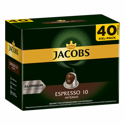 Jacobs Espresso 10 Intenso, Kaffeekapseln, Nespresso Kompatibel, Kaffee, 80 Kapseln, á 5.2 g