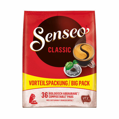 Senseo Kaffeepads Classic / Klassisch, Intensiver und Vollmundiger Geschmack, Kaffee für Kaffepadmaschinen, 108 Pads, mit Paddose