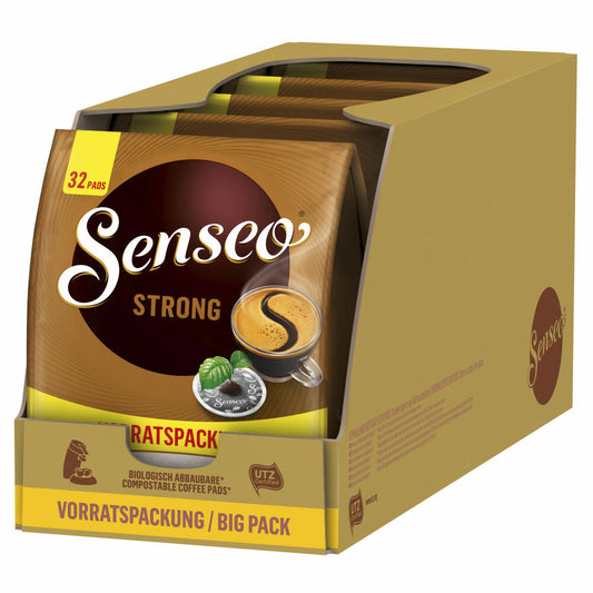 Senseo Kaffeepads Strong Vorratspackung 5er Set, Kräftig, gemahlener Röstkaffee, 5x32 Pads