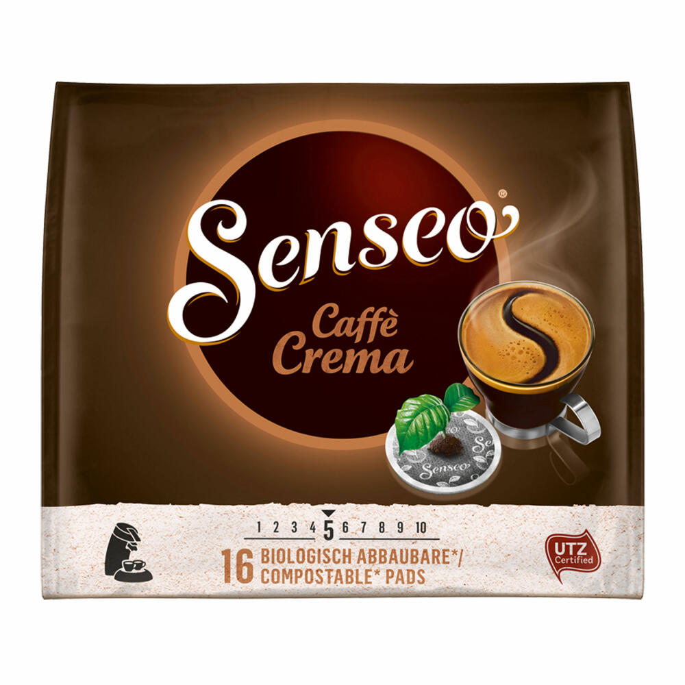 Senseo Caffe Crema, Kaffeepads, Aromatisch und Vollmundig, Röstkaffee, Kaffee, 16 Pads