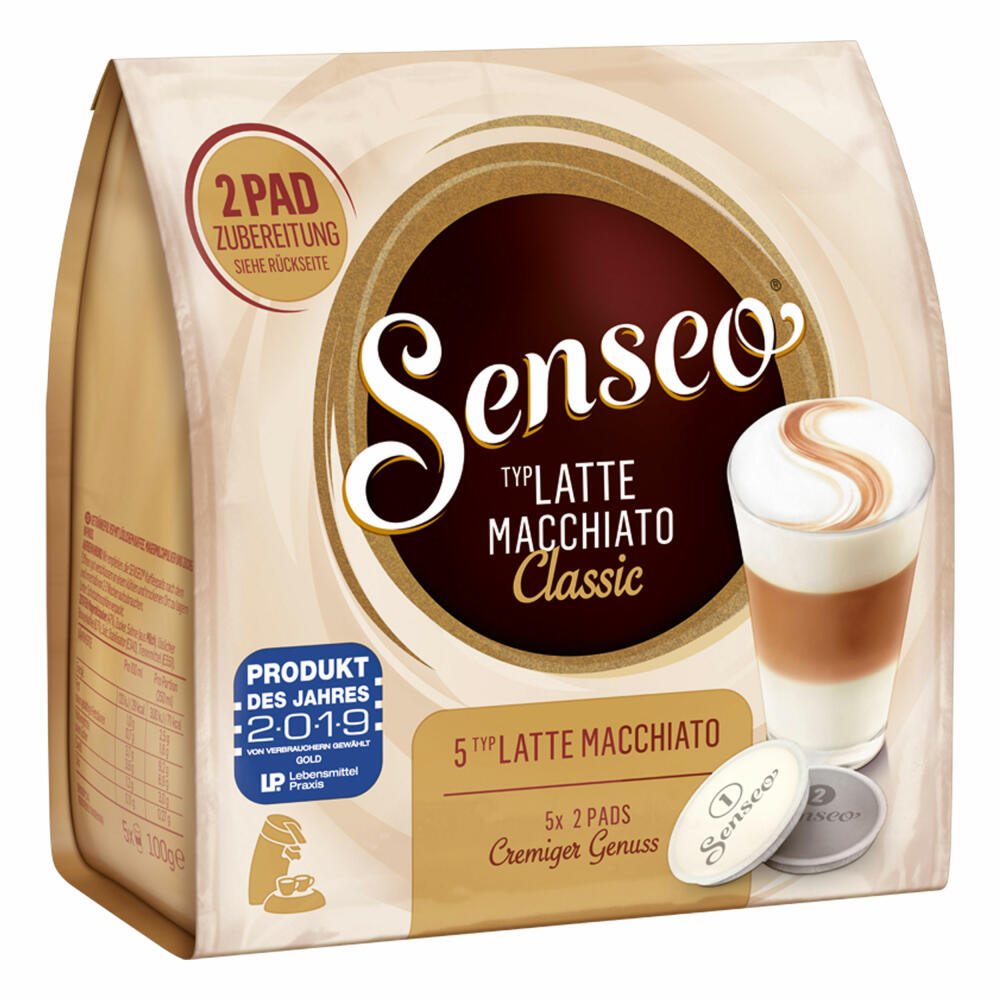 Senseo Kaffeepads Latte Macchiato Classic, Milchkaffee, Kaffee Pad, Relaunch, neues Design, 100 Pads für 50 Portionen