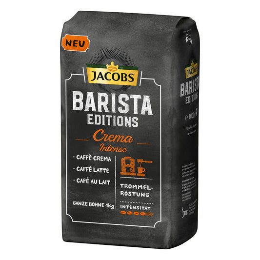 Jacobs Barista Editions Crema Intense, bean coffee, whole beans, roasted coffee, coffee beans, 1000 g