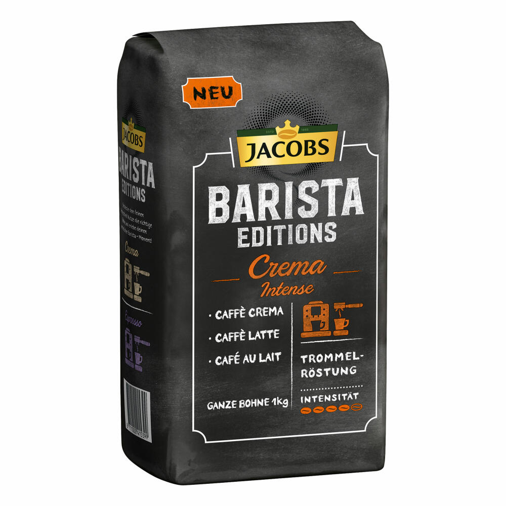 Jacobs Barista Editions Crema Intense, Bohnenkaffee, ganze Bohnen, Röstkaffee, Kaffeebohnen, 4 x 1000 g