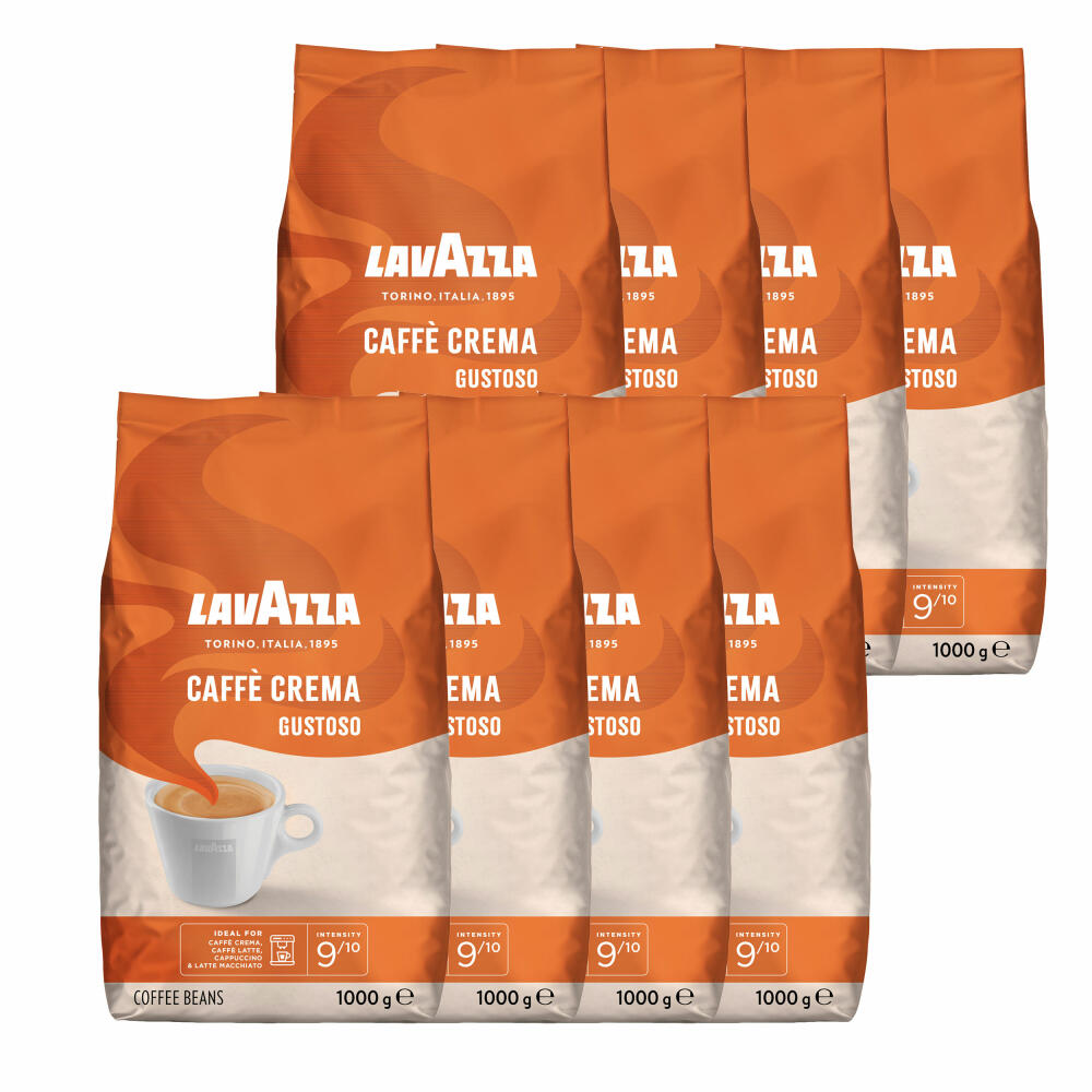 Lavazza Kaffee Caffe Crema Gustoso, ganze Bohnen, Bohnenkaffee, Set, 8 x 1000 g
